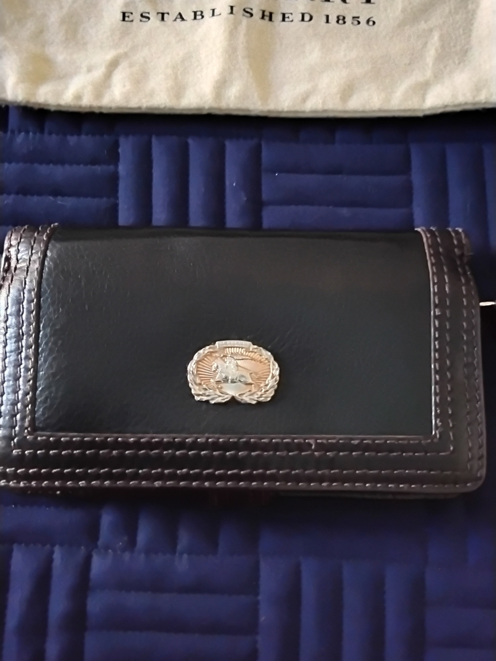 Brown Leather Wallet with Bronze Emblem